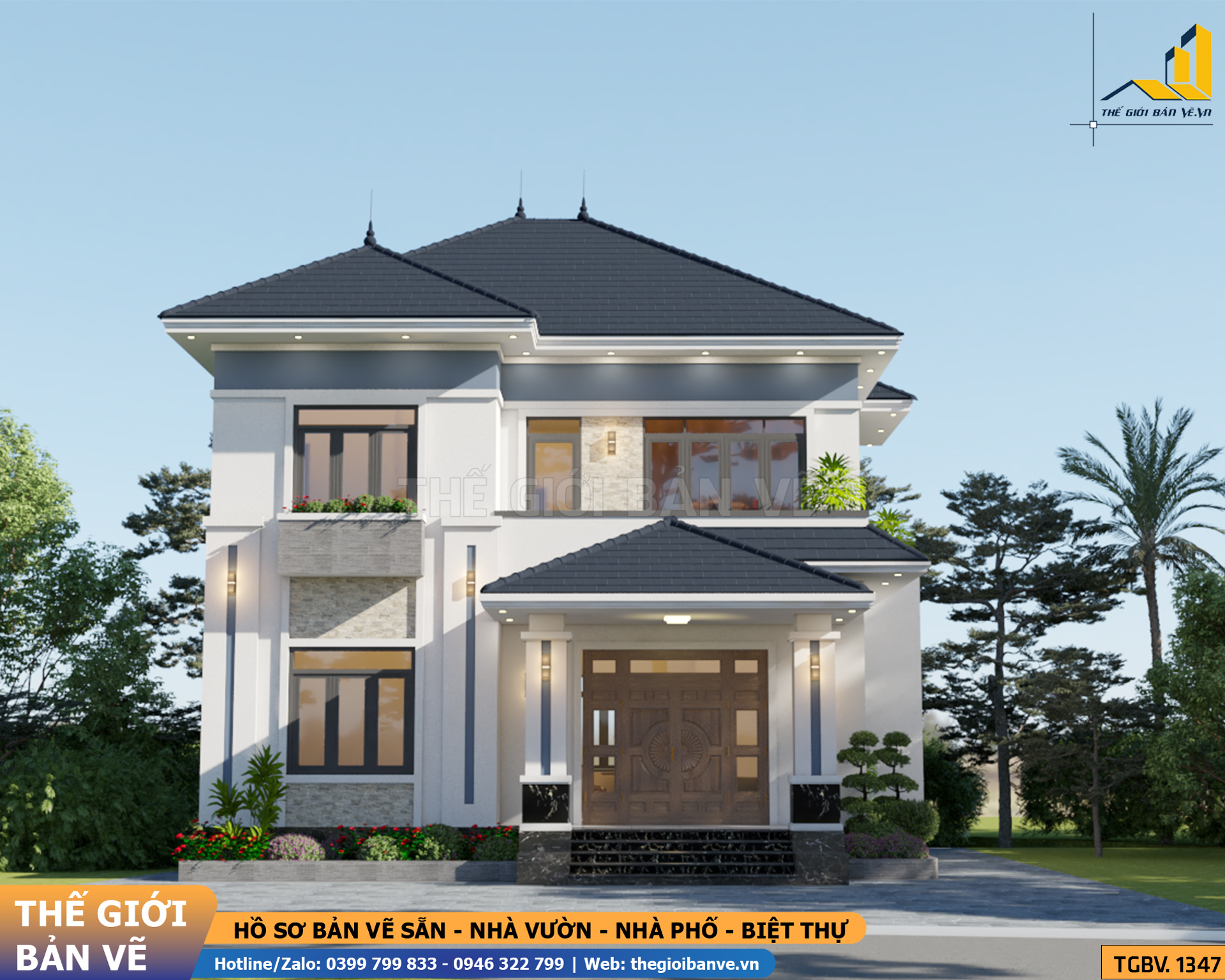 Biệt Thự Mái Nhật 2 Tầng 10.4x12.6m – 5 Phòng Ngủ | TGBV.1347