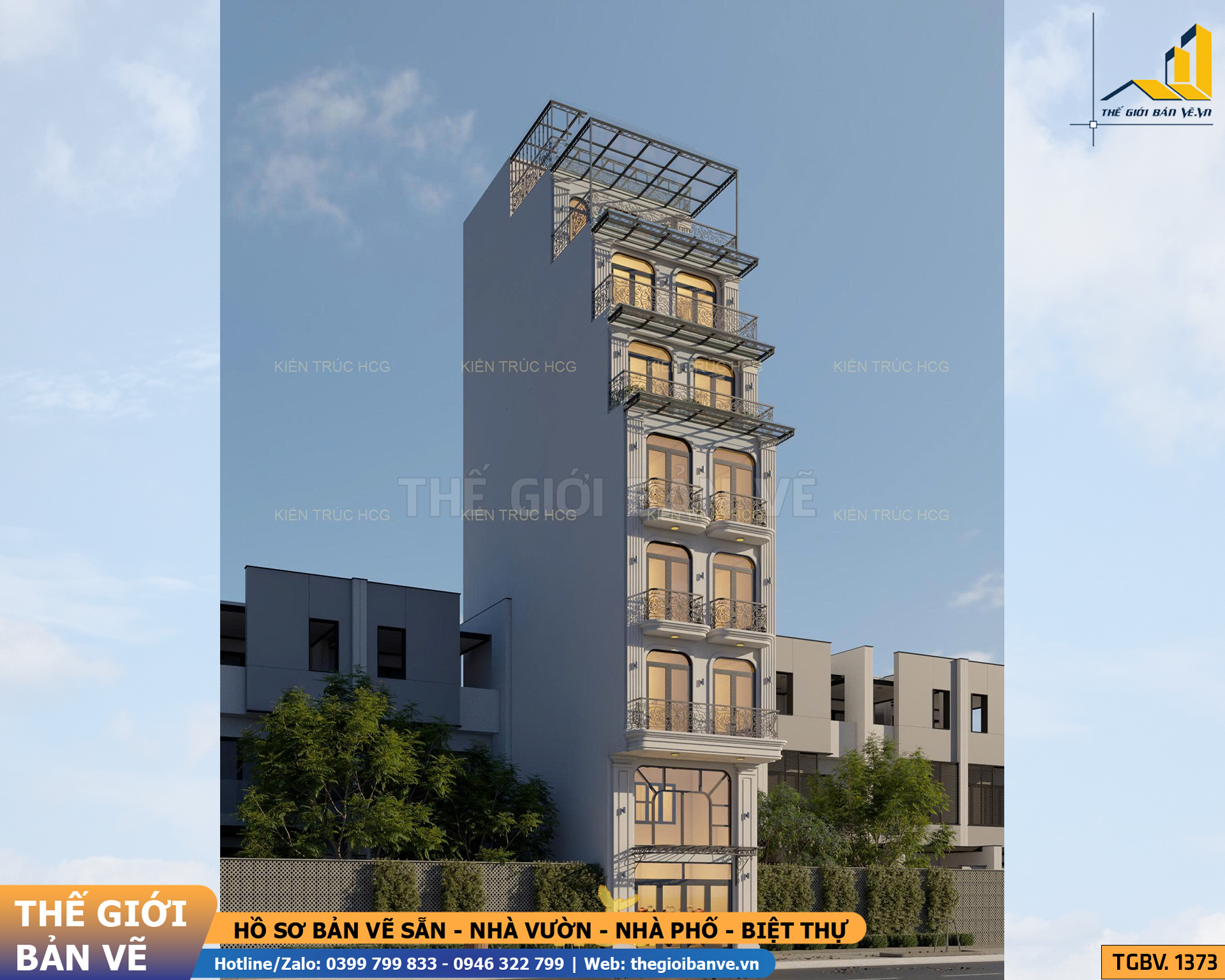 Thiết Kế Chung Cư Mini 6 Tầng 1 Tum Mặt Tiền 5m | TGBV.1373