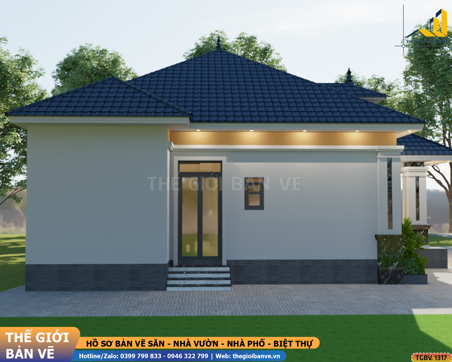 Nhà Vườn Mái Nhật 13.2x10.9m – 4 Phòng Ngủ | TGBV.1317