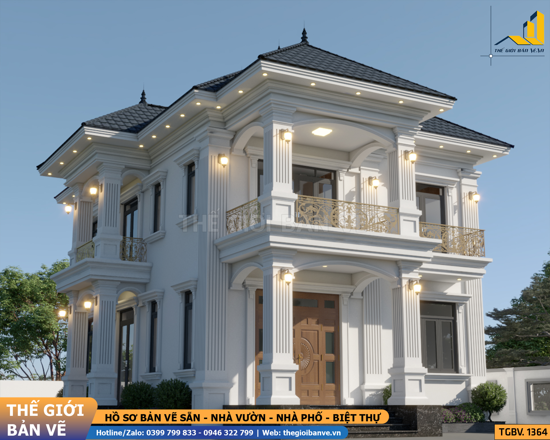 Biệt Thự Mái Nhật 2 Tầng 15.1x9m – 4 Phòng Ngủ | TGBV.1364