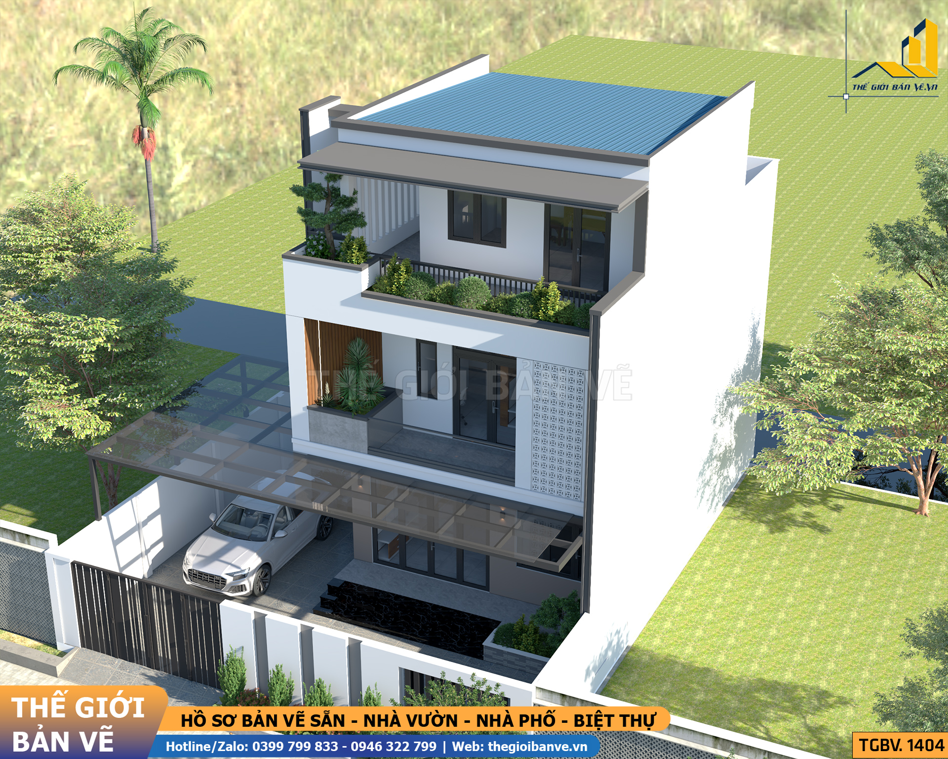 Biệt Thự Mái Bằng 2 Tầng 7.2x12.6m – 4 Phòng Ngủ | TGBV.1404