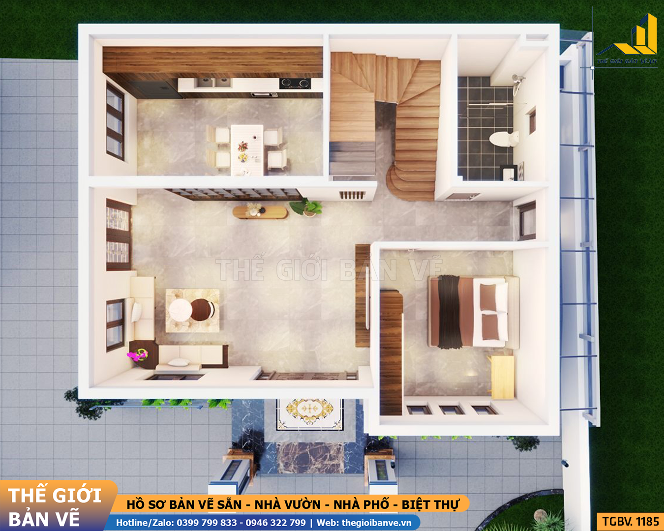 Biệt Thự Mái Nhật 2 Tầng 10.4x10.9m – 4 Phòng Ngủ | TGBV.1185