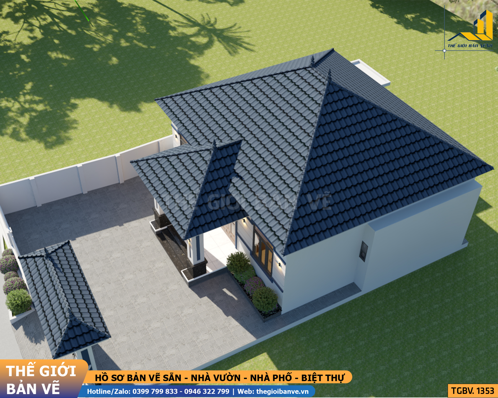 Nhà  Vườn Mái Nhật 11.2x14.3m - 3 Phòng Ngủ | TGBV.1353