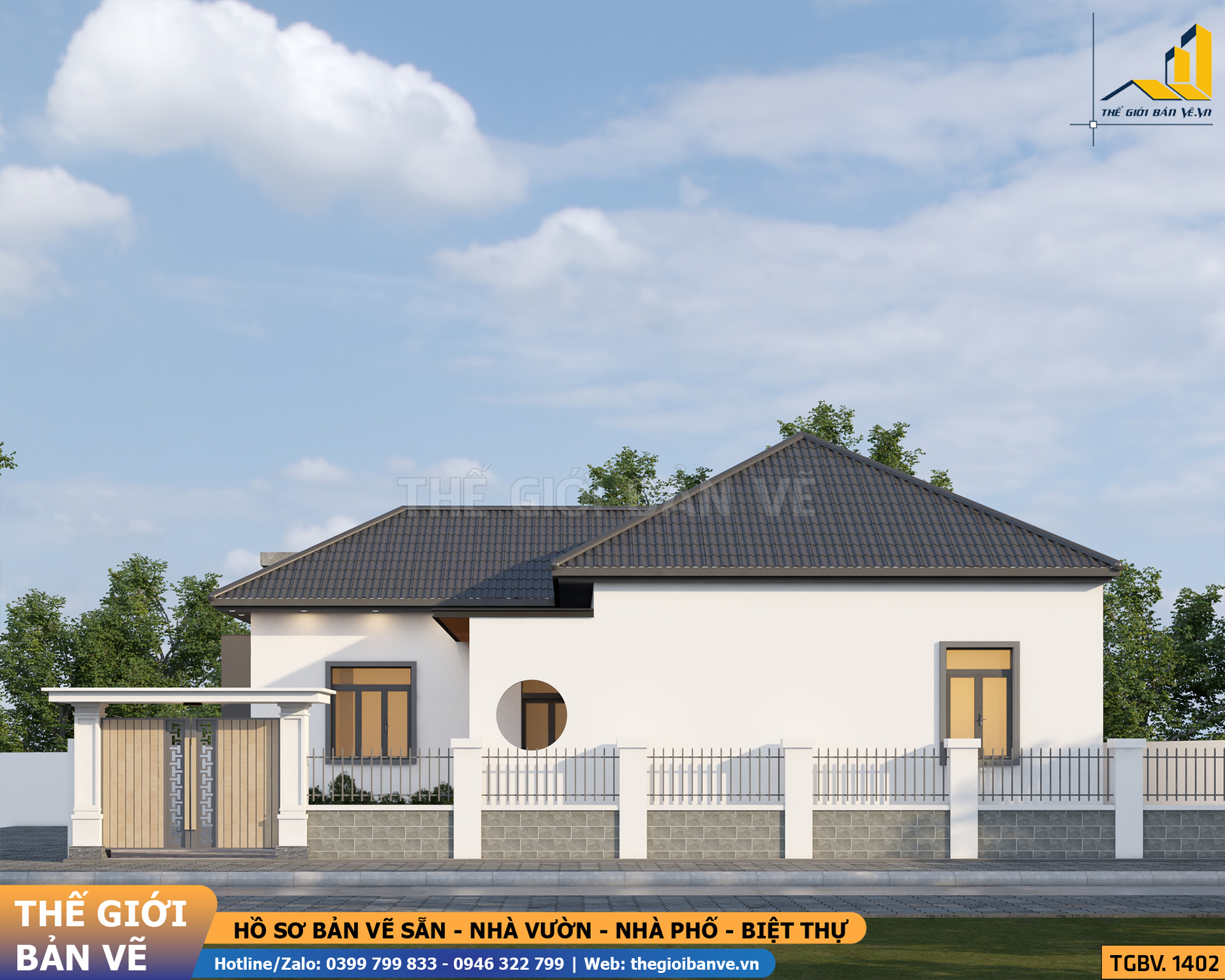 Nhà Vườn Mái Nhật 12.9x15m - 4 Phòng Ngủ | TGBV.1402