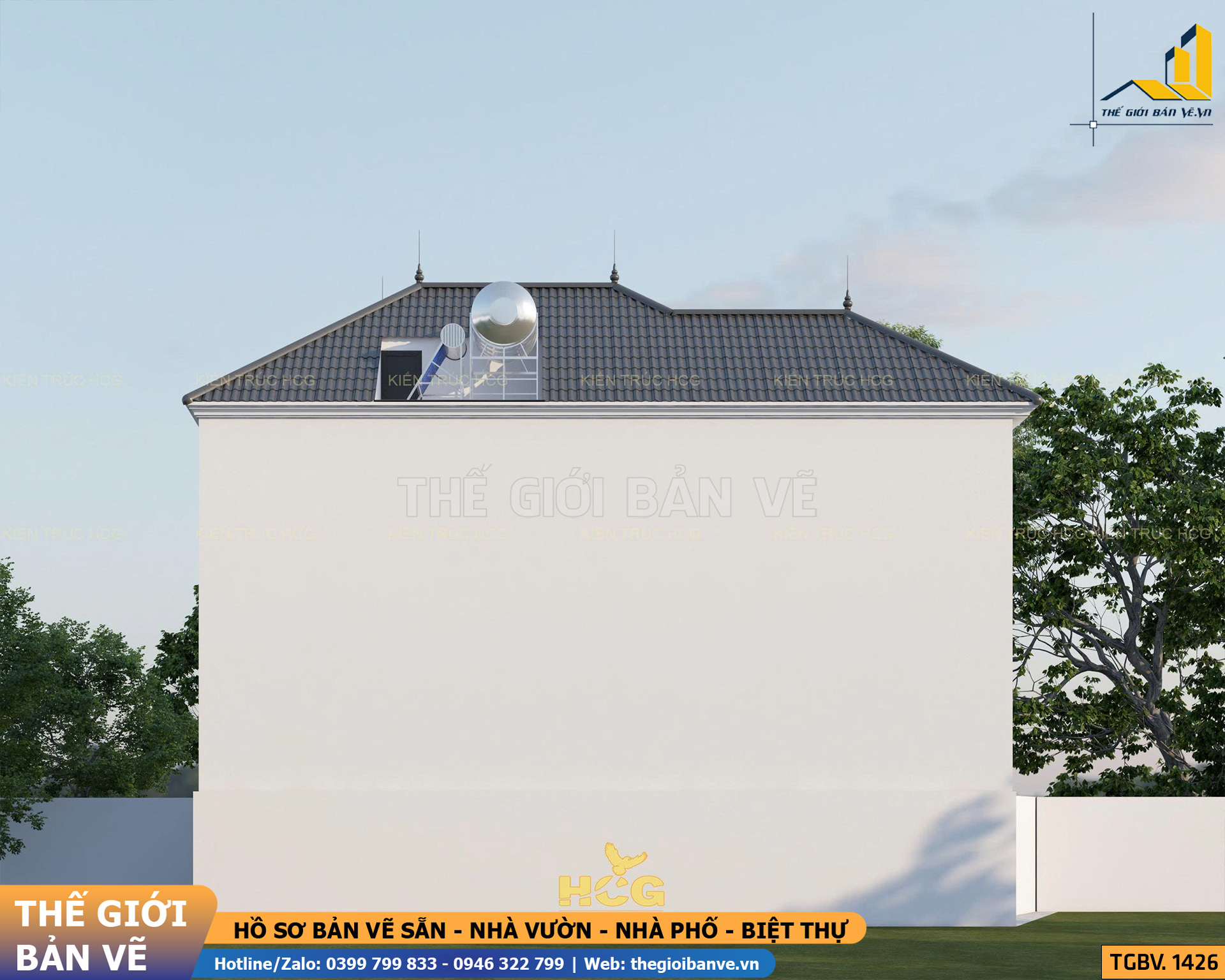 Biệt Thự Mái Nhật 2 Tầng 7.4x13.5m - 4 Phòng Ngủ | TGBV.1426