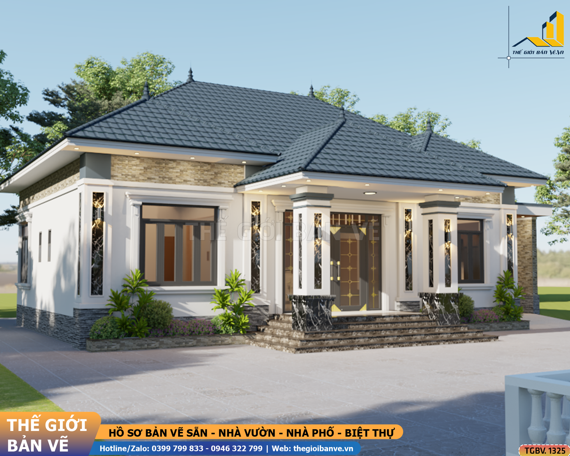 Nhà Vườn Mái Nhật 18x10.6m – 3 Phòng Ngủ | TGBV.1325