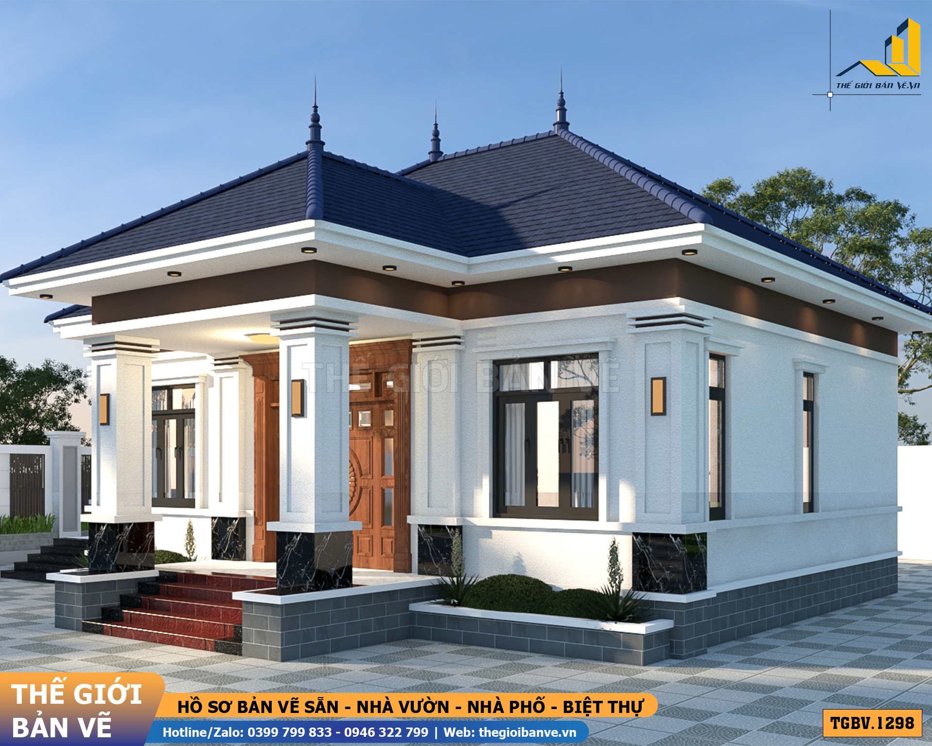 Nhà Vườn Mái Nhật 15x8.7m – 4 Phòng Ngủ Hiện Đại, Tiện Nghi | TGBV.1298