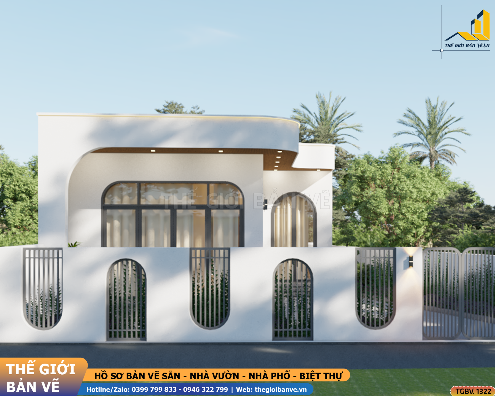 Nhà Vườn Mái Bằng 12x23m – Thiết Kế Theo Thế Đất Méo | TGBV.1322