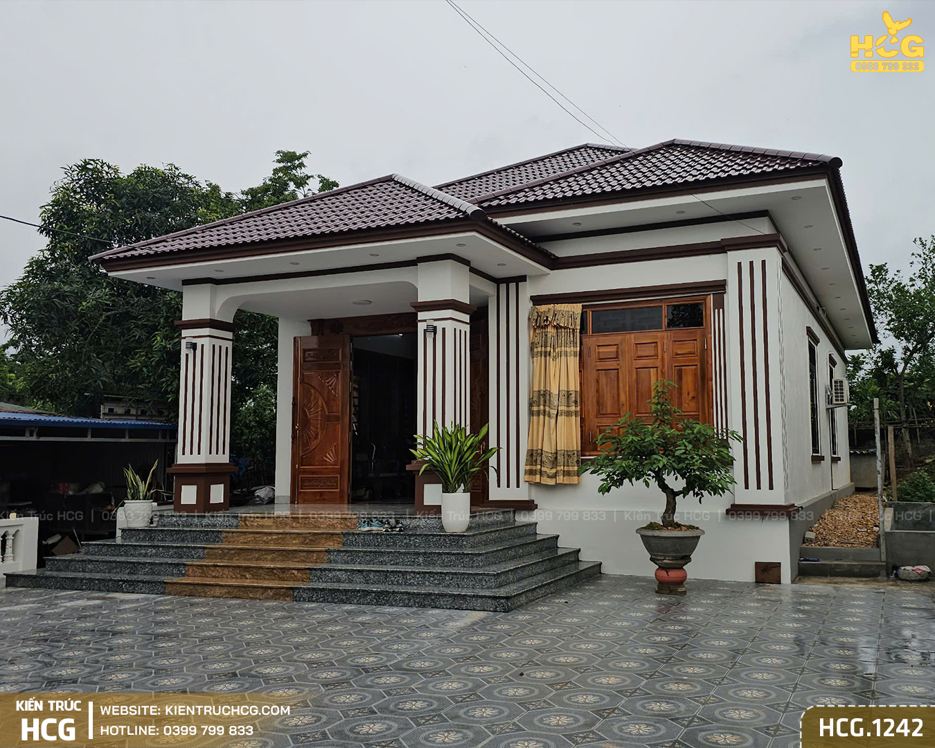 Nhà Mái Nhật 1 Tầng 3 Phòng Ngủ – Thiết Kế Gọn Gàng, Thi Công Thực Tế Chuẩn Chỉnh | HCG.1242