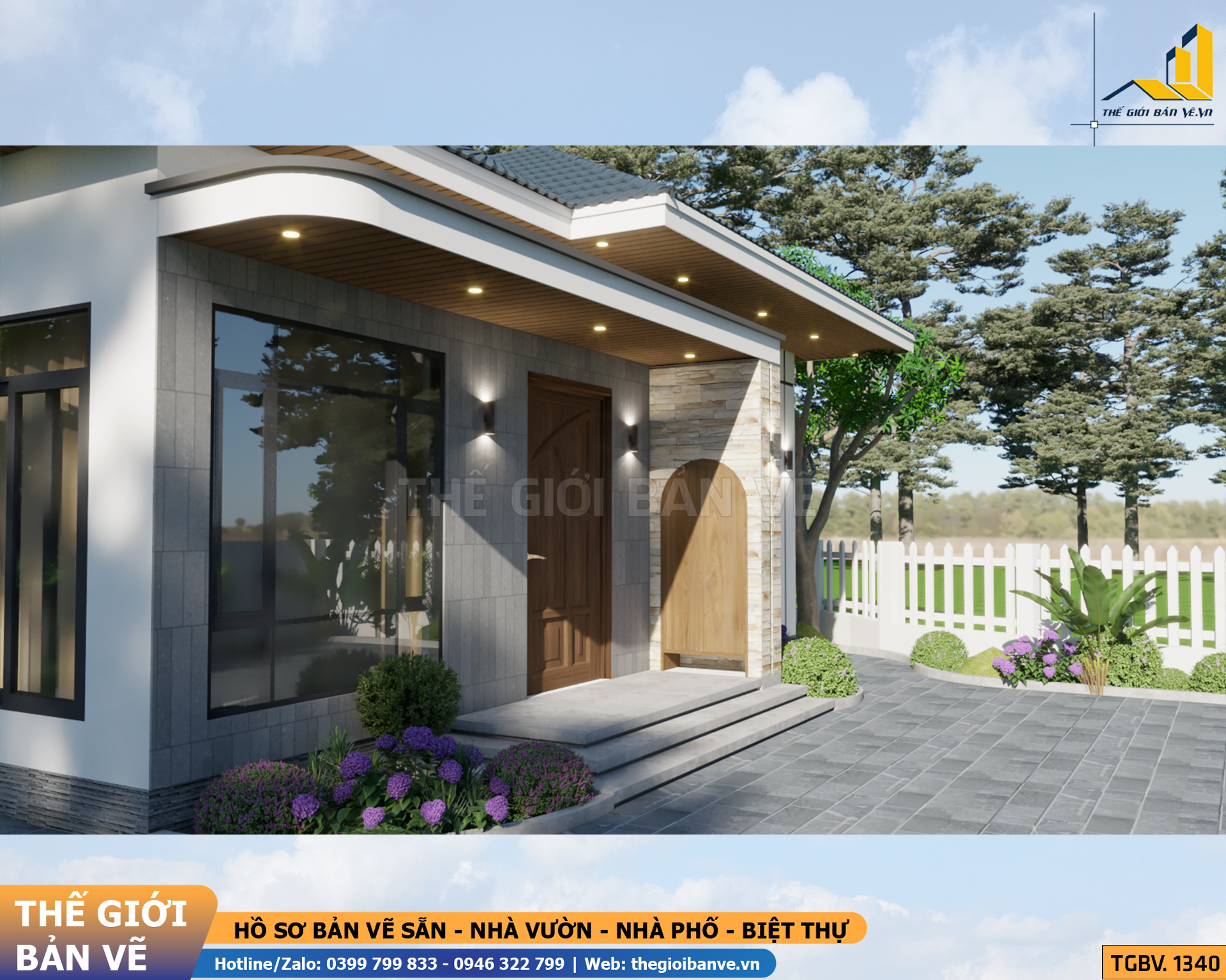 Nhà Vườn Mái Nhật 10.6x11.9m - 2 Phòng Ngủ | TGBV.1340