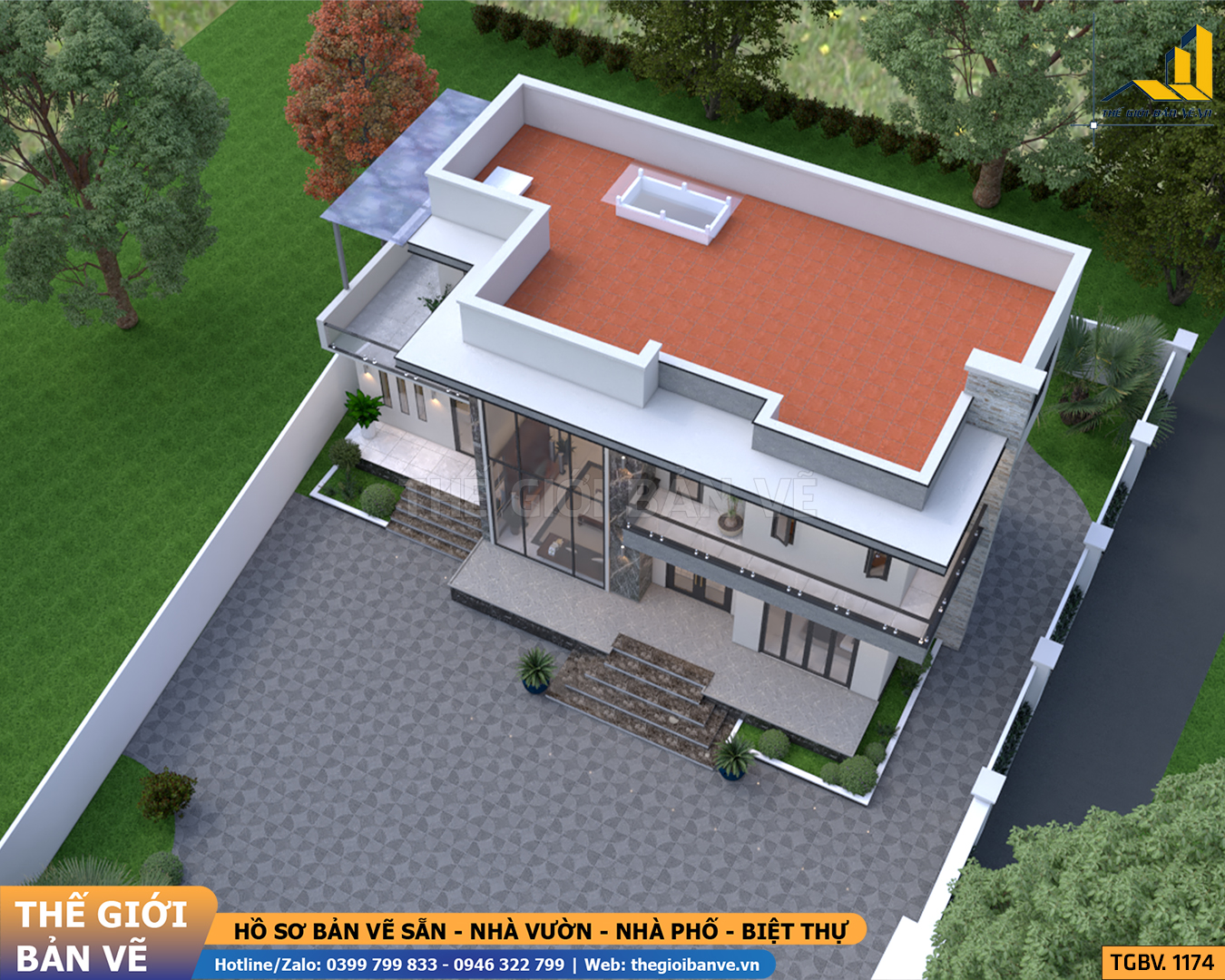 Biệt Thự Mái Bằng 17.2x10m – 4 Phòng Ngủ | TGBV.1174