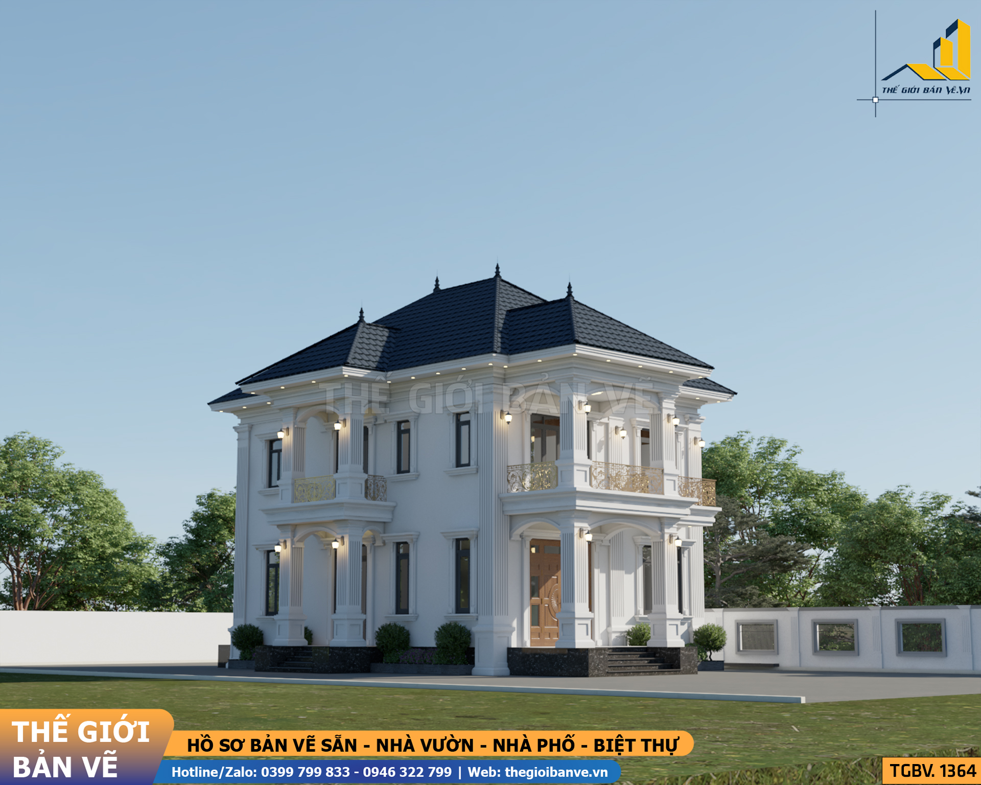 Biệt Thự Mái Nhật 2 Tầng 15.1x9m – 4 Phòng Ngủ | TGBV.1364