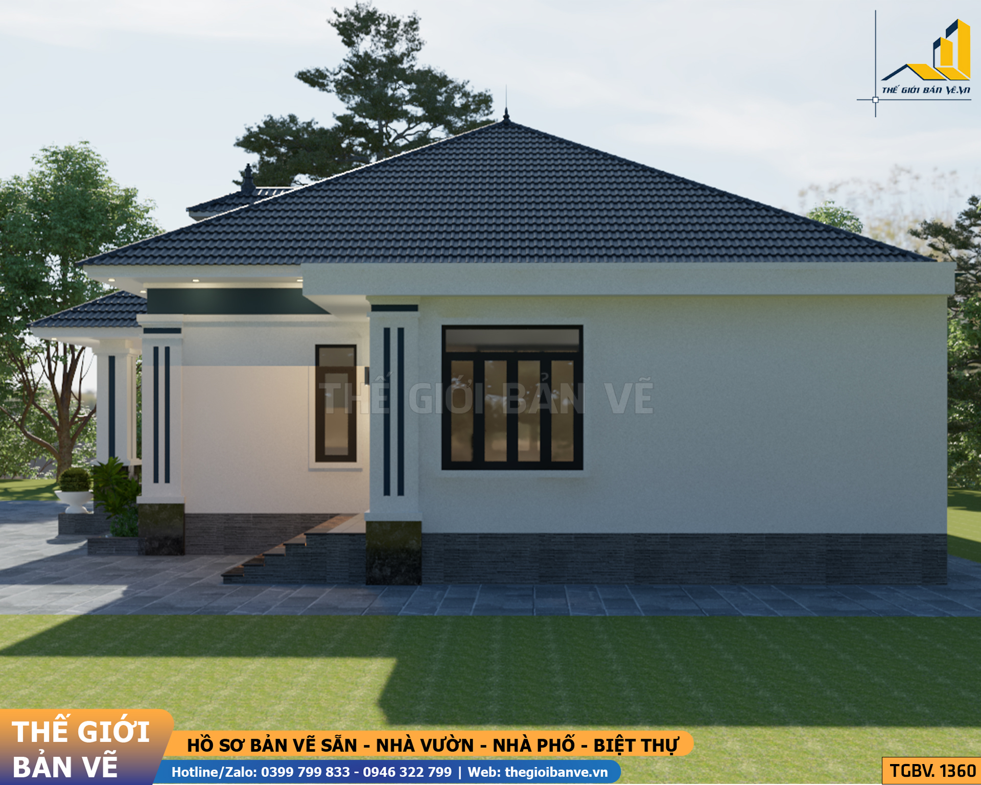 Nhà Vườn Mái Nhật 17.4x12.7m - 4 Phòng Ngủ | TGBV.1360