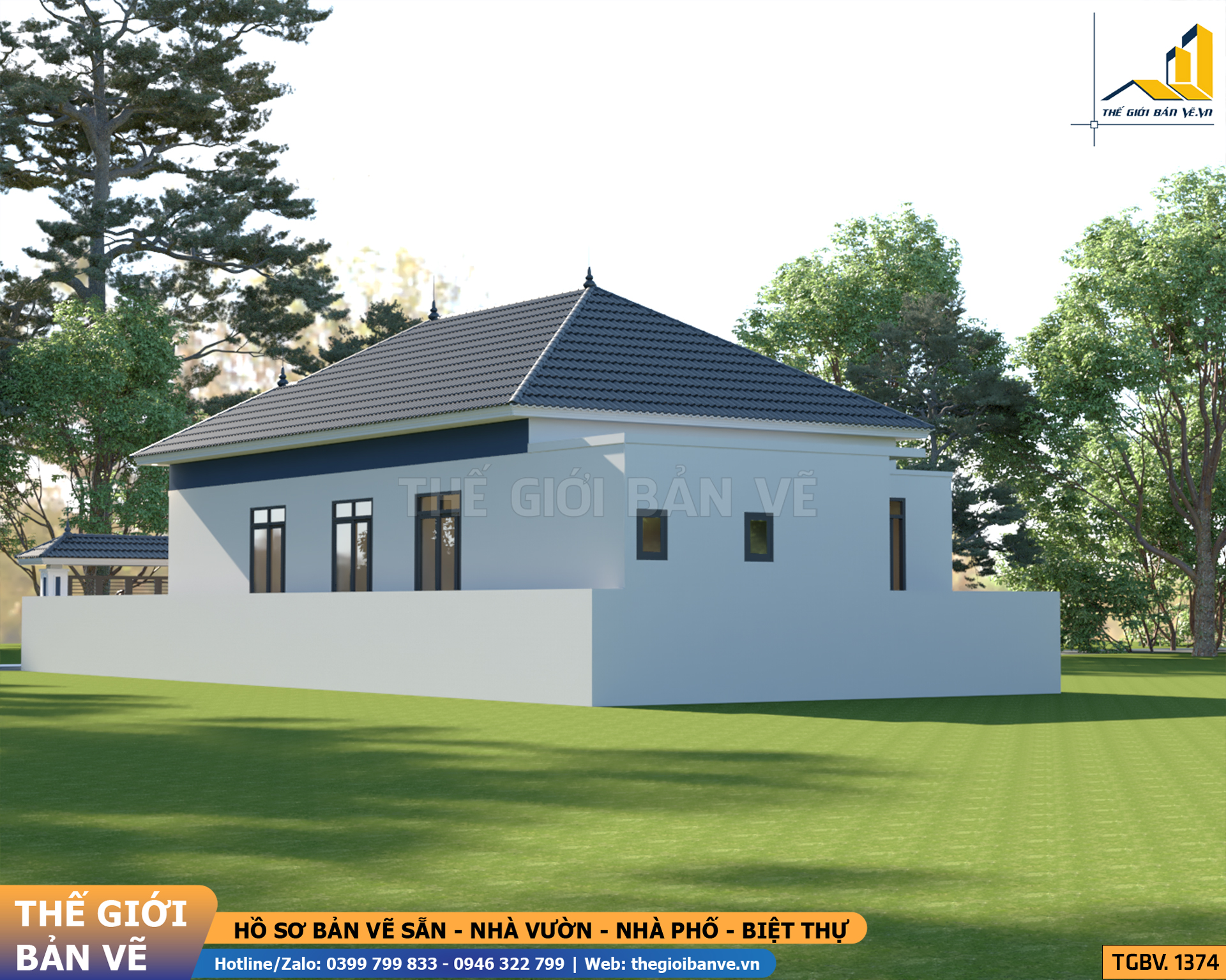 Nhà Vườn Mái Nhật 9.3x19.6m - 4 Phòng Ngủ | TGBV.1374