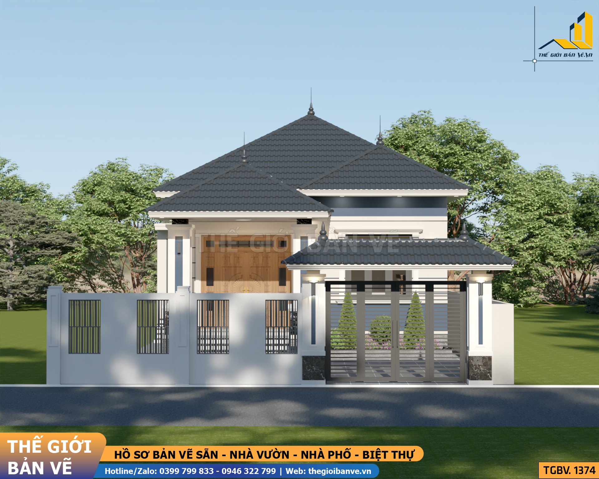 Nhà Vườn Mái Nhật 9.3x19.6m - 4 Phòng Ngủ | TGBV.1374