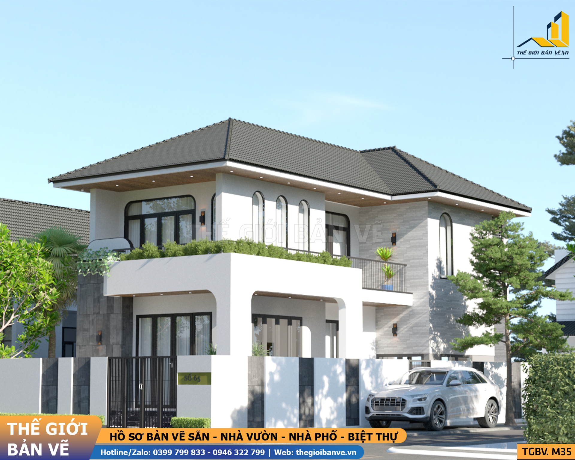 Biệt Thự Mái Nhật 2 Tầng 7.5x14m - 3 Phòng Ngủ | TGBV.M35