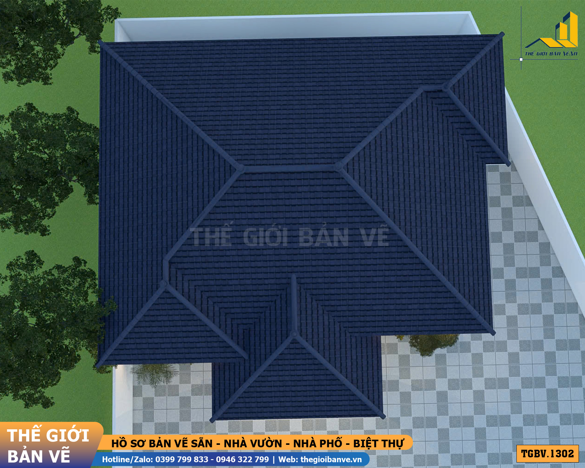 Nhà Vườn Mái Nhật 12.3x10.4m – 3 Phòng Ngủ Tiện Nghi | TGBV.1302