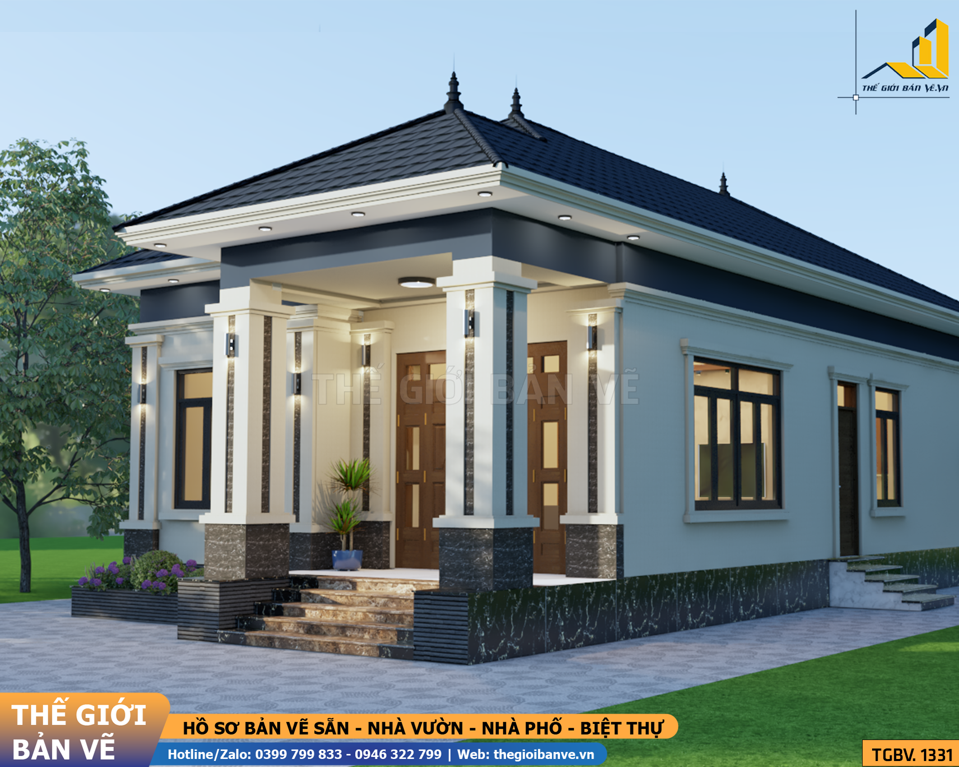 Nhà Vườn Mái Nhật 8.3x17.5m – 3 Phòng Ngủ | TGBV.1331