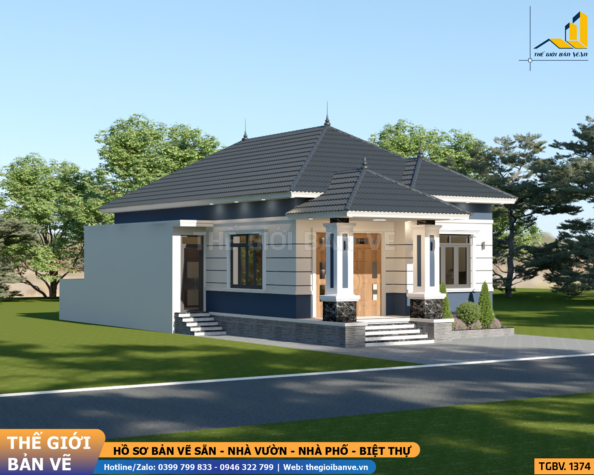 Nhà Vườn Mái Nhật 9.3x19.6m - 4 Phòng Ngủ | TGBV.1374