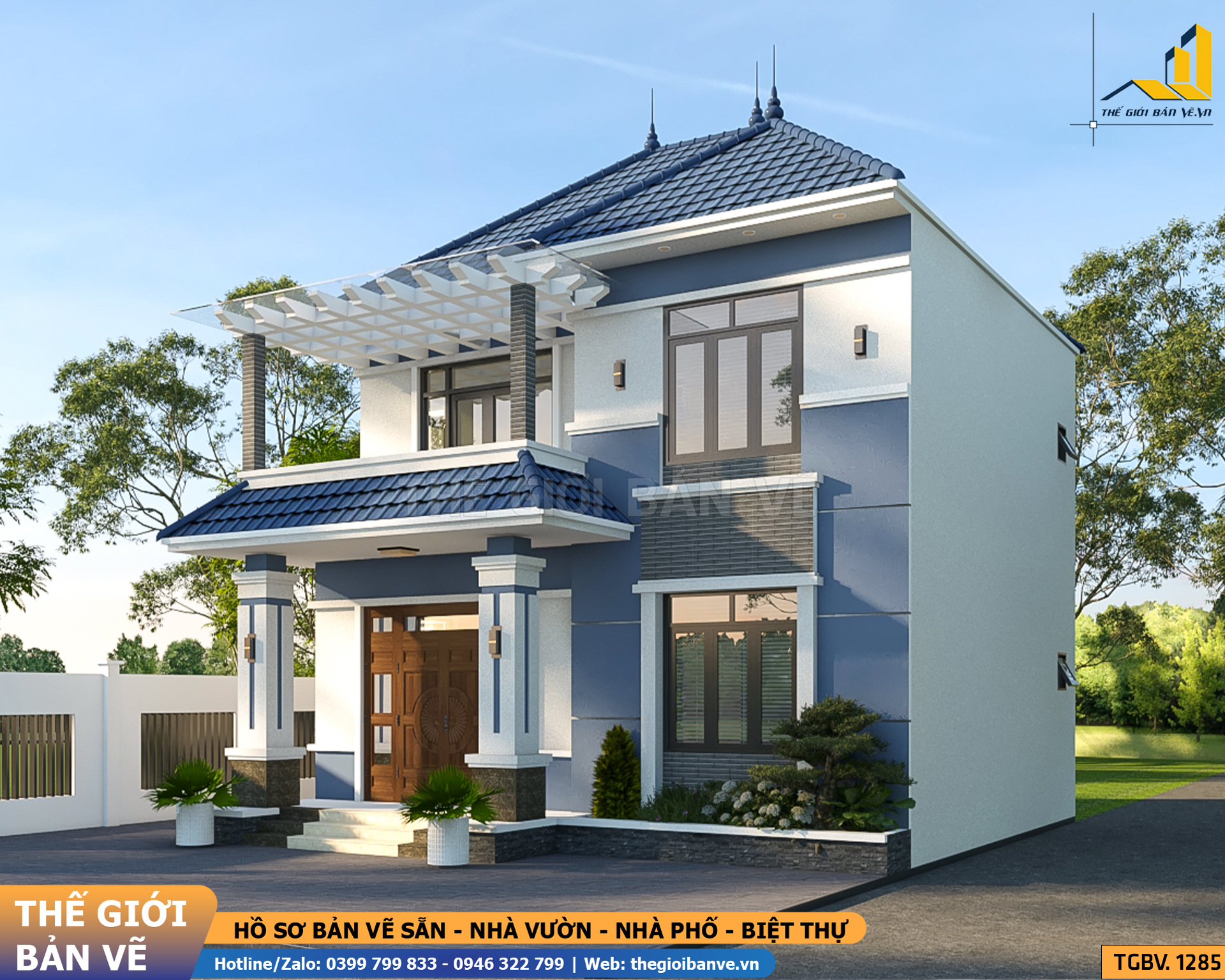 Biệt Thự Mái Nhật 2 Tầng 12.1x10.3m – 3 Phòng Ngủ | TGBV.1285