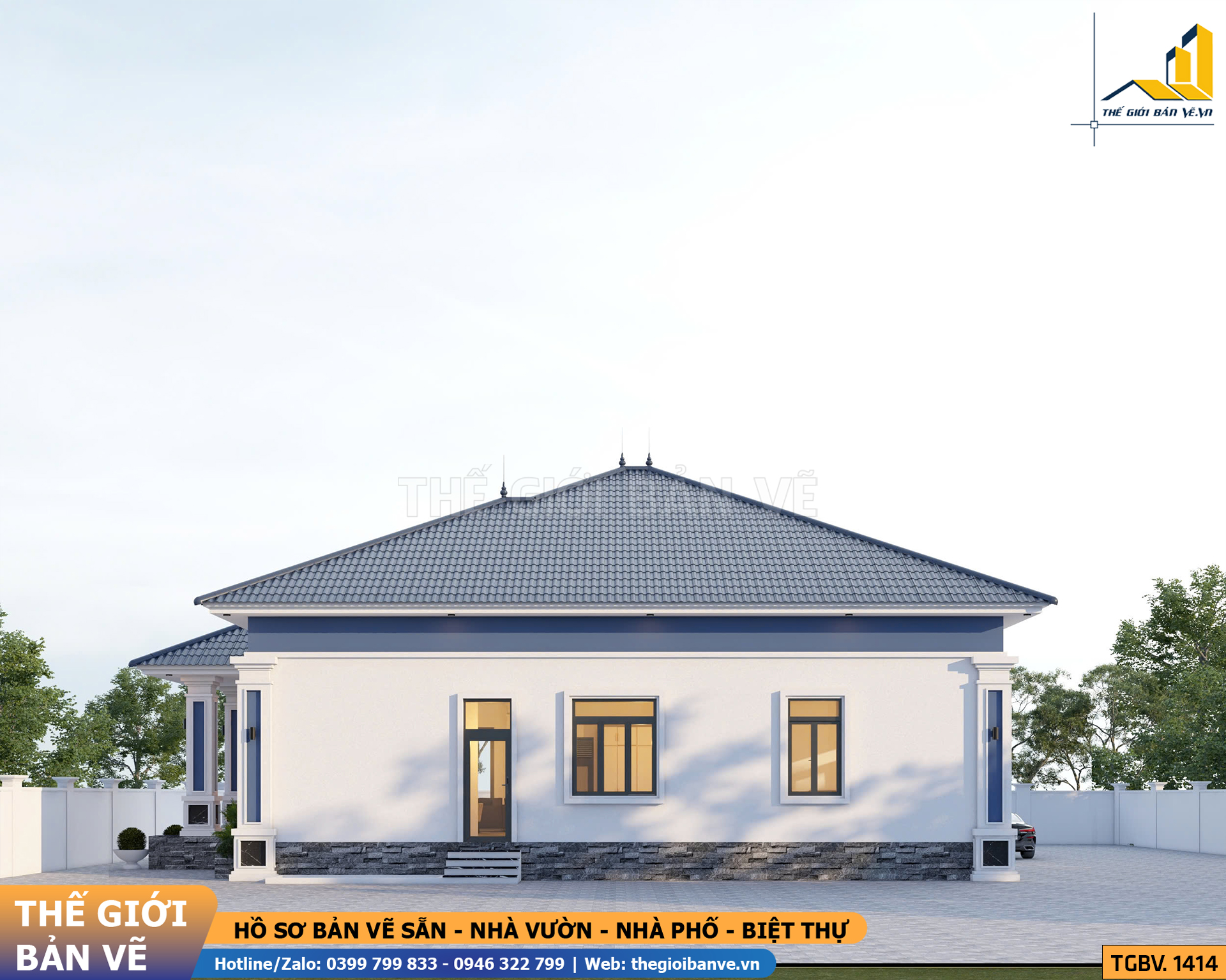 Nhà Vườn Mái Nhật 14.5x16.8m - 4 Phòng Ngủ | TGBV.1414