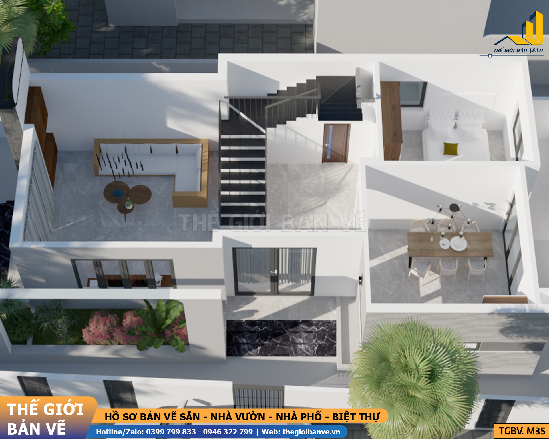 Biệt Thự Mái Nhật 2 Tầng 7.5x14m - 3 Phòng Ngủ | TGBV.M35