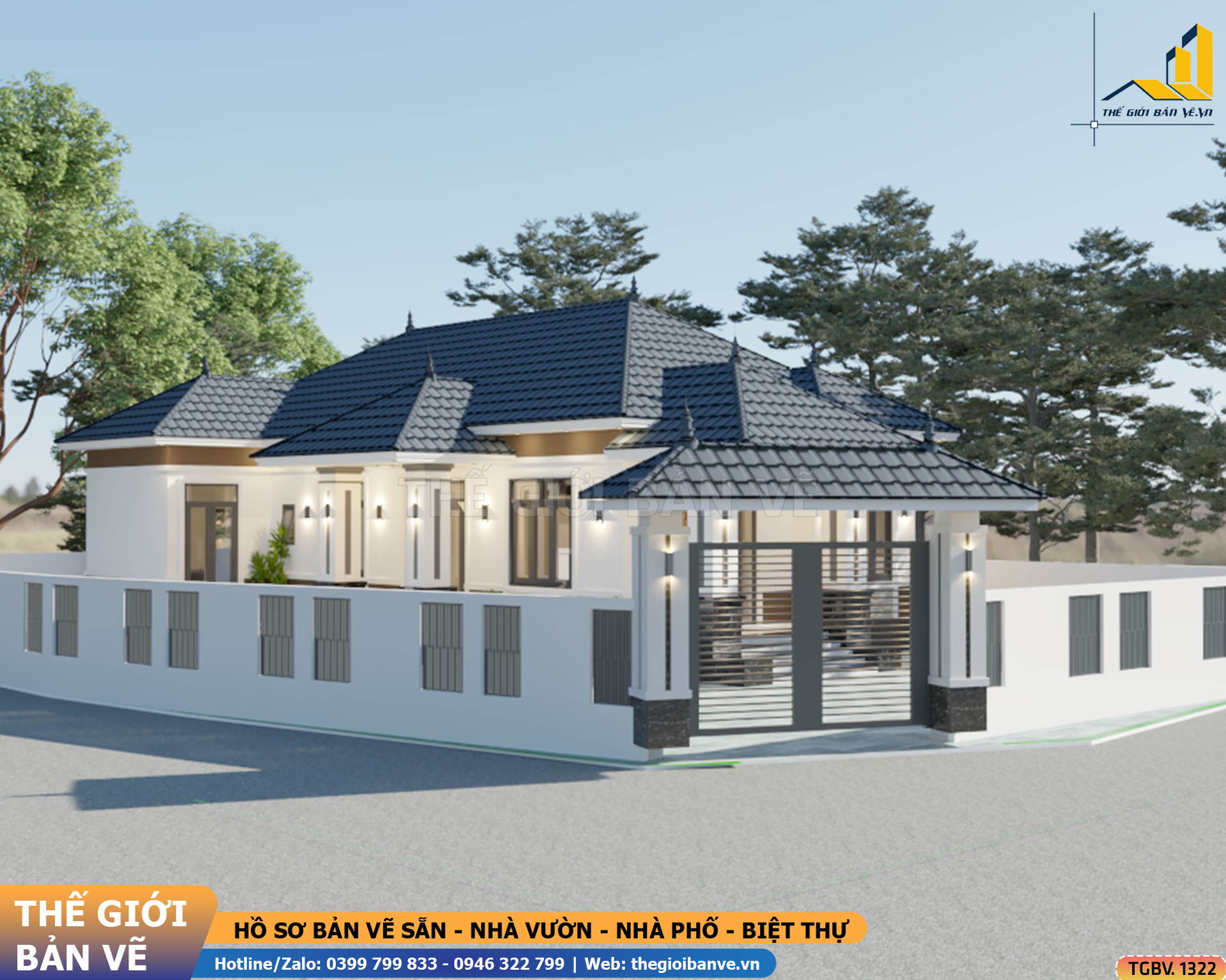 Nhà Vườn Mái Nhật 21.5x11.1m – 2 Sảnh, 3 Phòng Ngủ | TGBV.1323