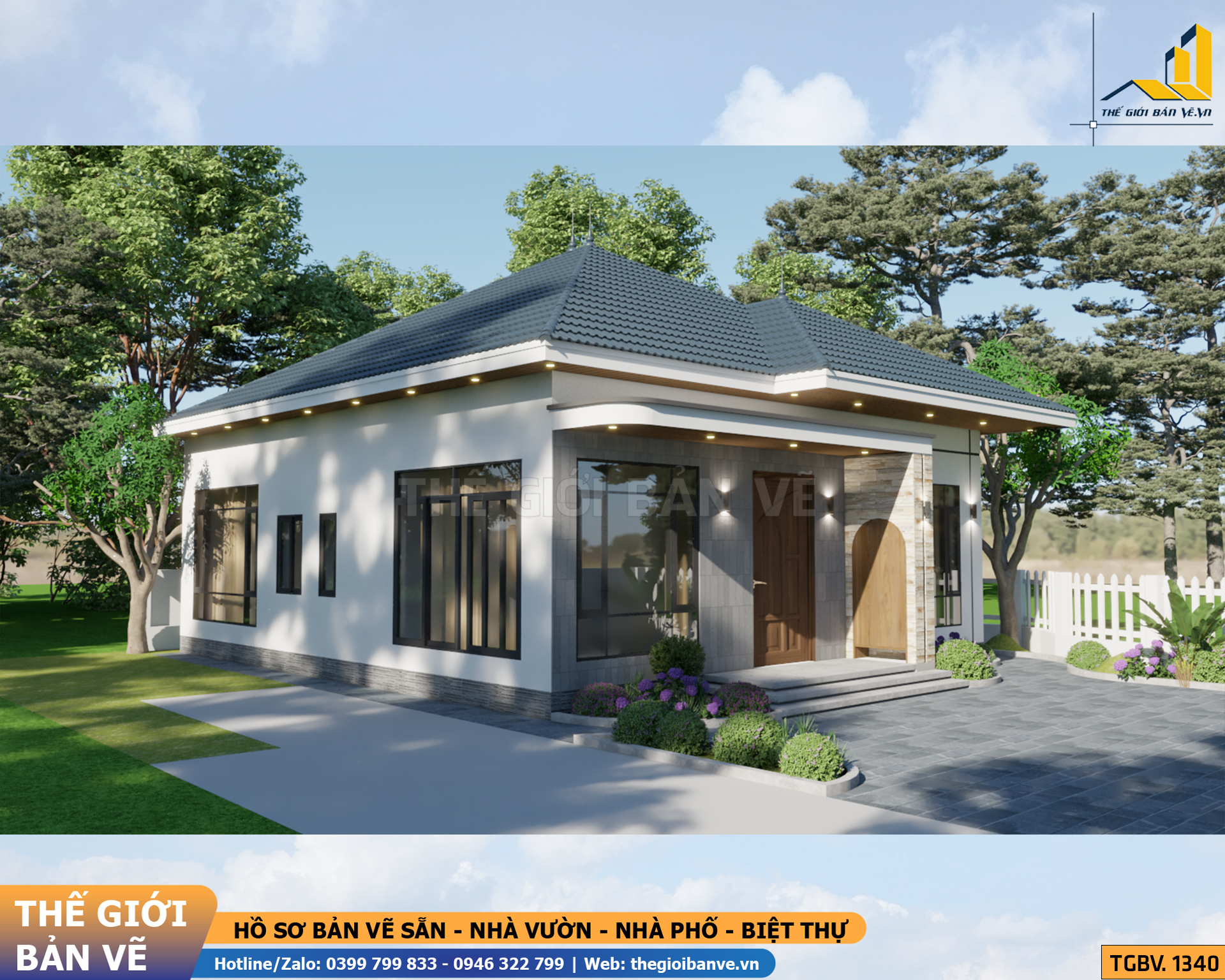 Nhà Vườn Mái Nhật 10.6x11.9m - 2 Phòng Ngủ | TGBV.1340