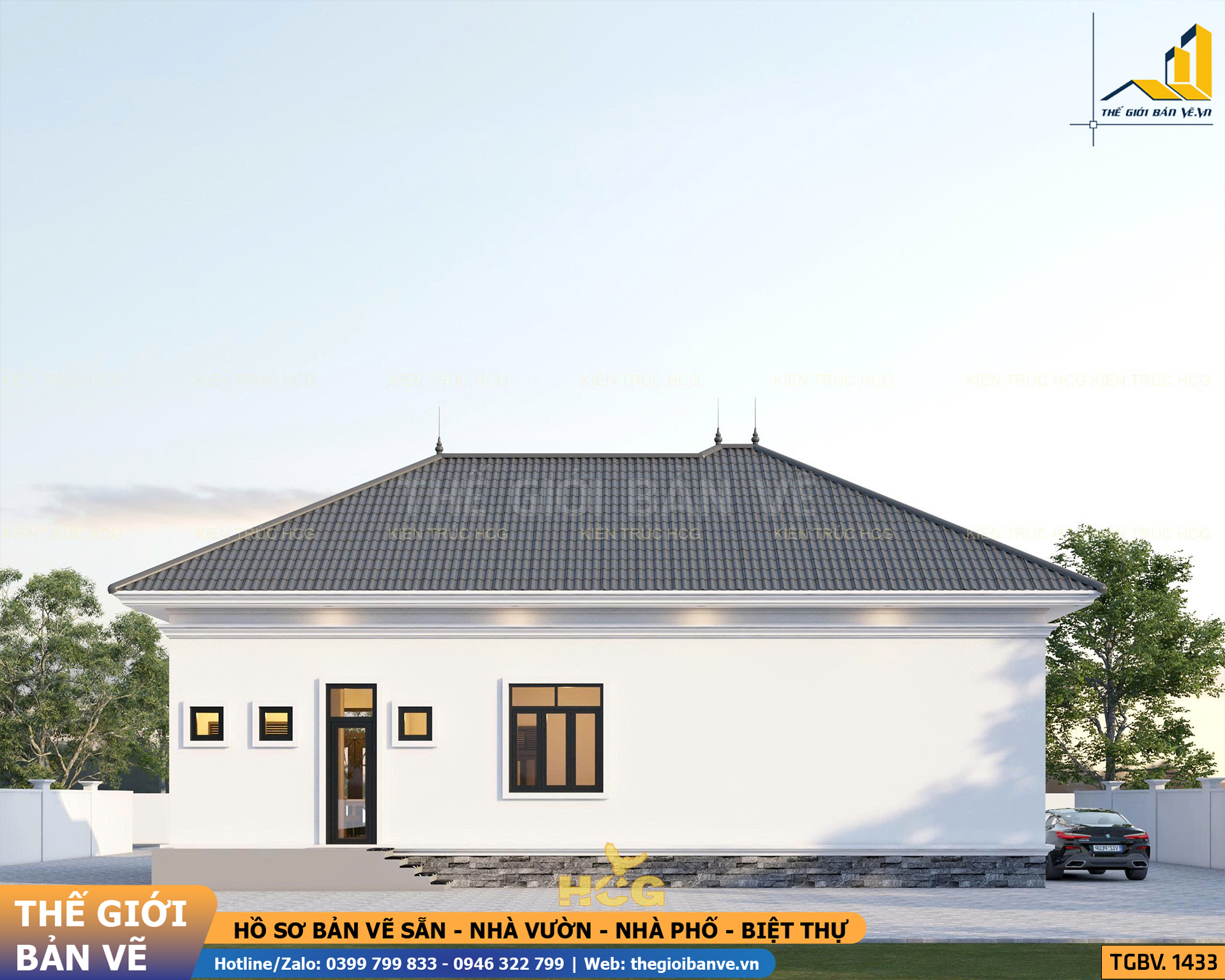 Nhà Vườn Mái 15.2x9.2m - 3 Phòng Ngủ | TGBV.1433