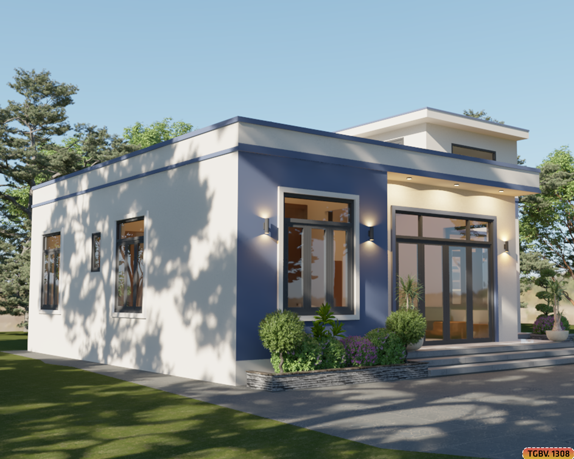 Nhà Vườn Mái Bằng 13.8x12m – 3 Phòng Ngủ Hiện Đại | TGBV.1308