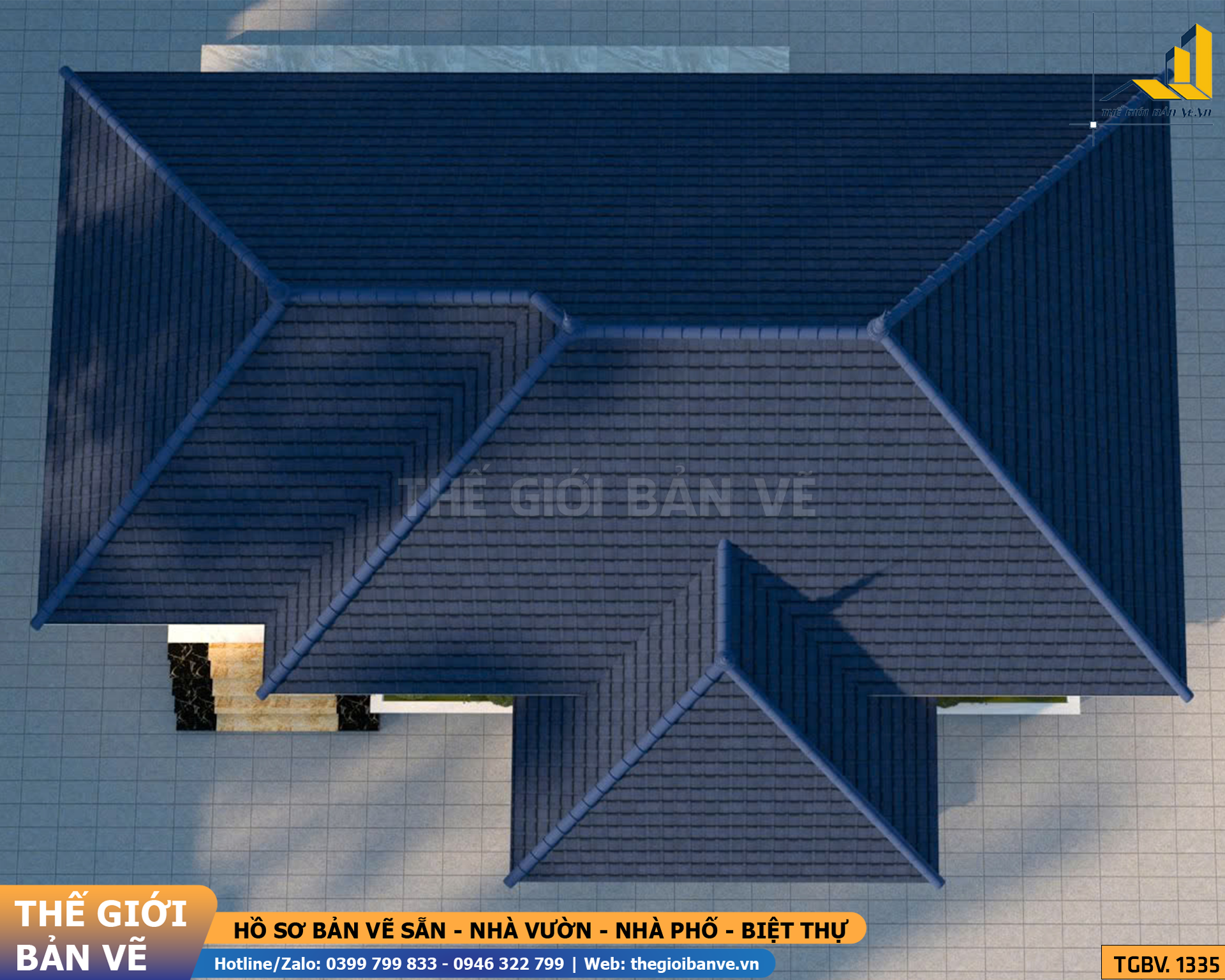 Nhà Vườn Mái Nhật 16x11.5m – 3 Phòng Ngủ | TGBV.1335